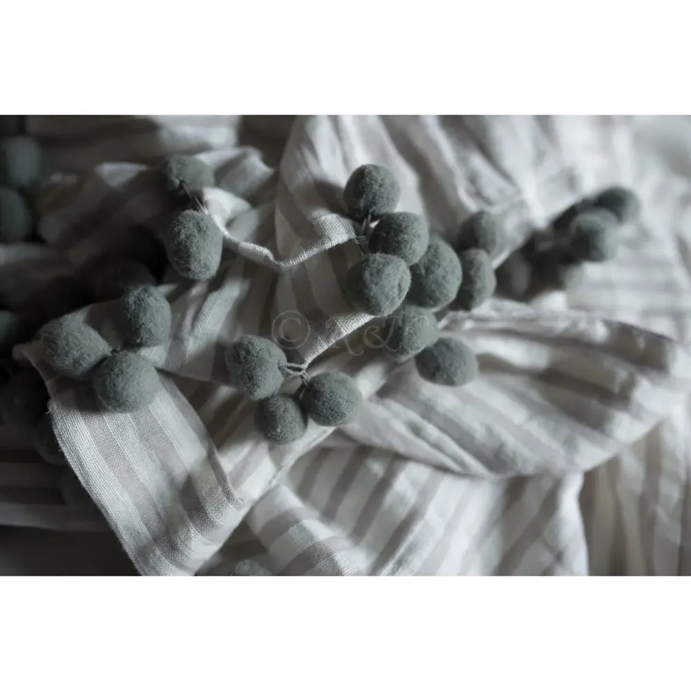 Anthropologie Pom Tassel Curtain Gray single 50 x 84 NEW